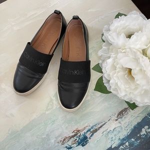 Black Calvin Klein Leather Sneakers in 8.5 US